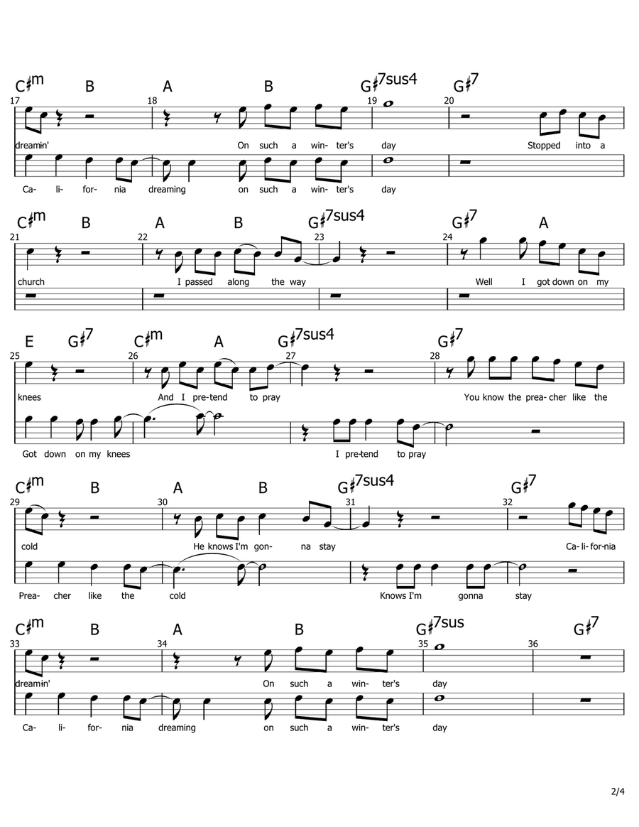 California Dreamin' Piano scores gallery preview page 2