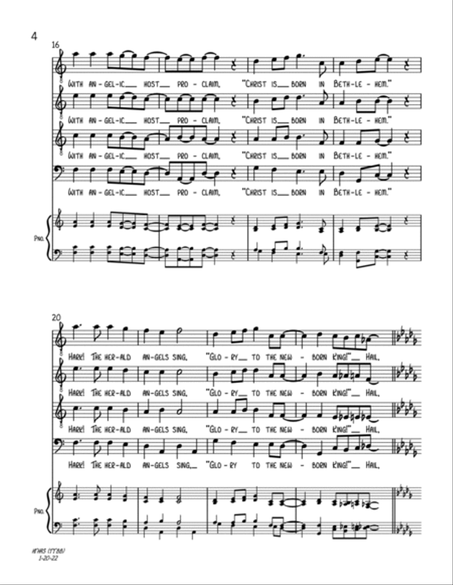 Hark! The Herald Angels Sing (TTBB A Cappella) TTBB scores gallery preview page 4