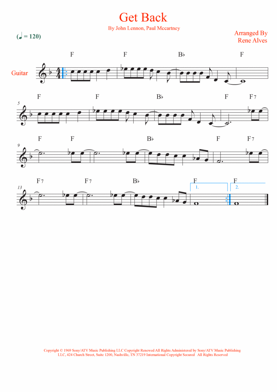 Get Back Electric Guitar scores gallery preview page 1
