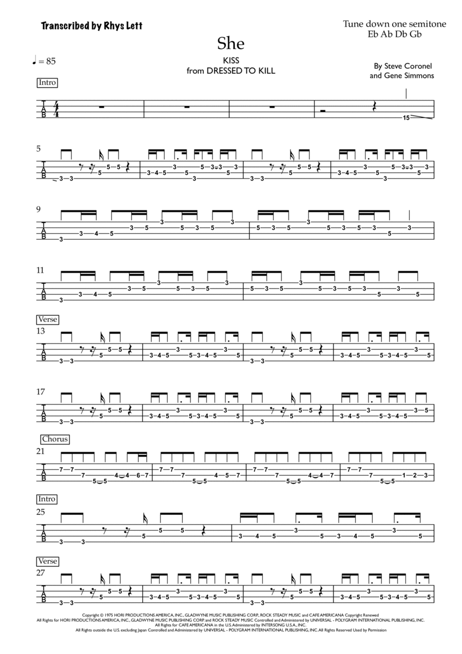 She Guitar Tablature scores gallery preview page 1