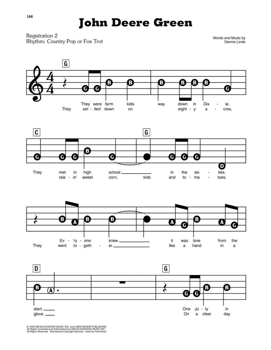 John Deere Green John Deere Green Electronic Keyboard scores gallery preview page 1