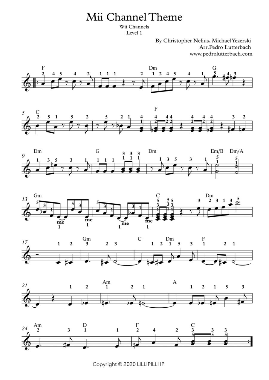 Mii Channel Theme Easy Piano scores gallery preview page 1