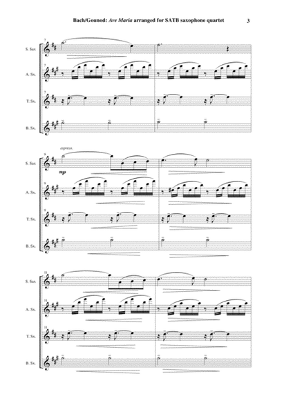 Bach-Gounod: Ave Maria, arranged for SATB saxophone quartet by Paul Wehage