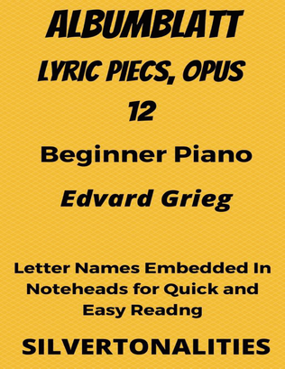 Book cover for Albumblatt Lyric Pieces Opus 12 Beginner Piano Sheet Music