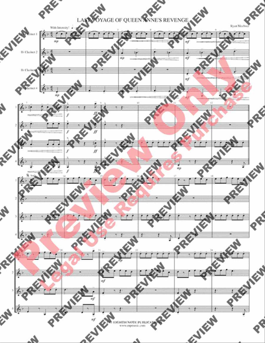 Last Voyage of Queen Anne's Revenge Clarinet Quartet scores gallery preview page 3