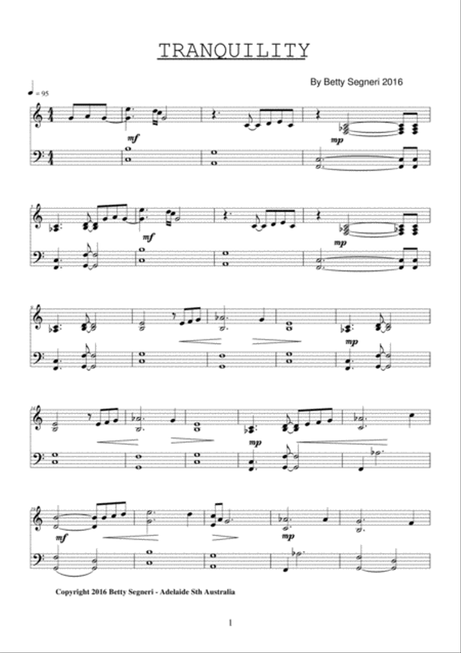 Tranquility Piano Solo scores gallery preview page 2