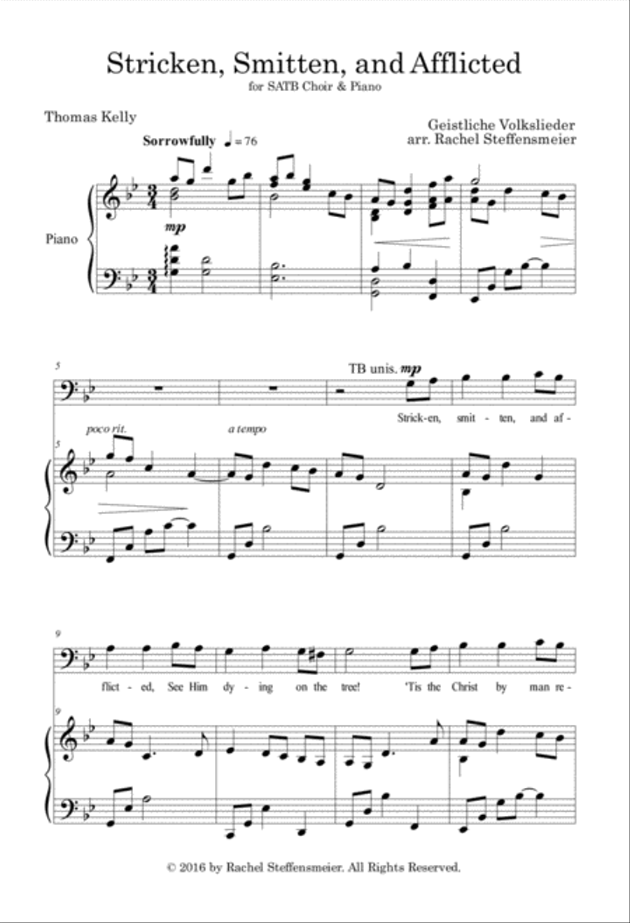 Stricken, Smitten, and Afflicted 4-Part scores gallery preview page 1