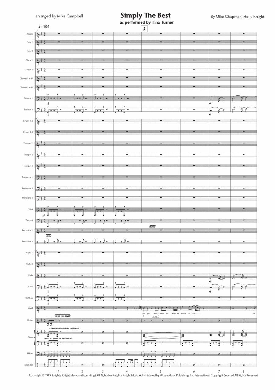 The Best (simply The Best) Full Orchestra scores gallery preview page 1