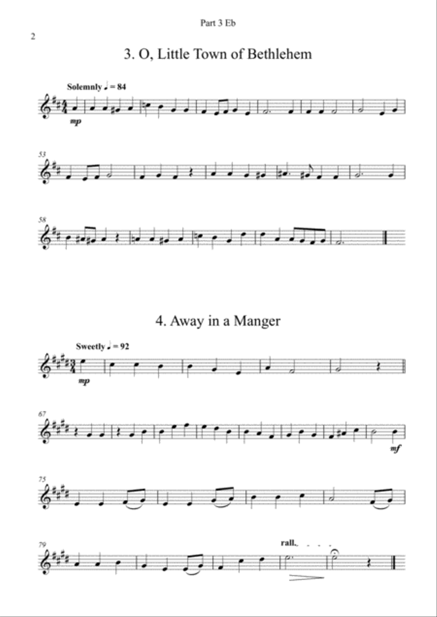 Carols for Four (or more) - Fifteen Carols with Flexible Instrumentation - Part 3 - Eb Treble Clef Concert Band scores gallery preview page 6