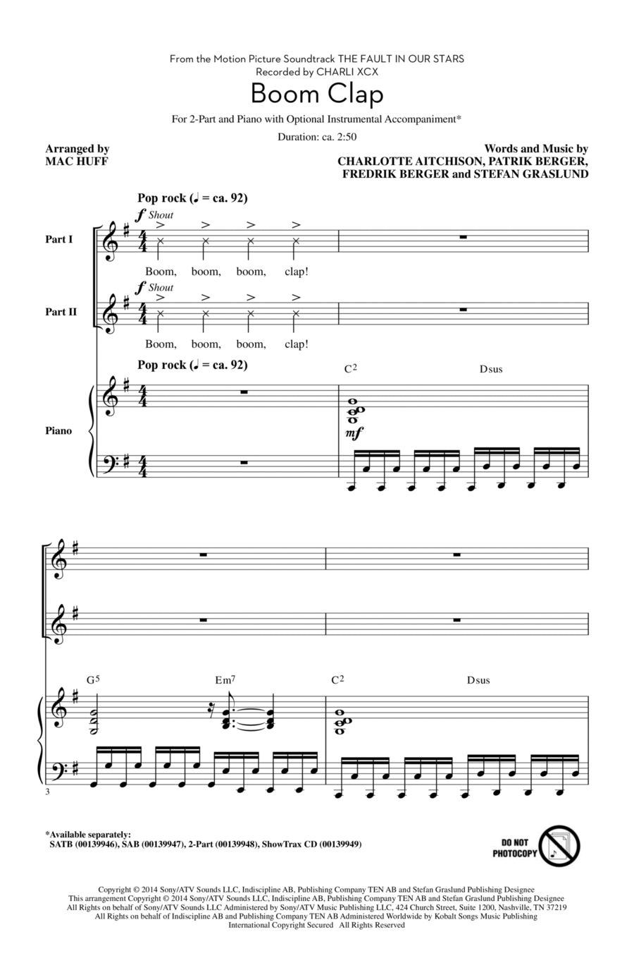 Boom Clap 2-Part scores gallery preview page 1