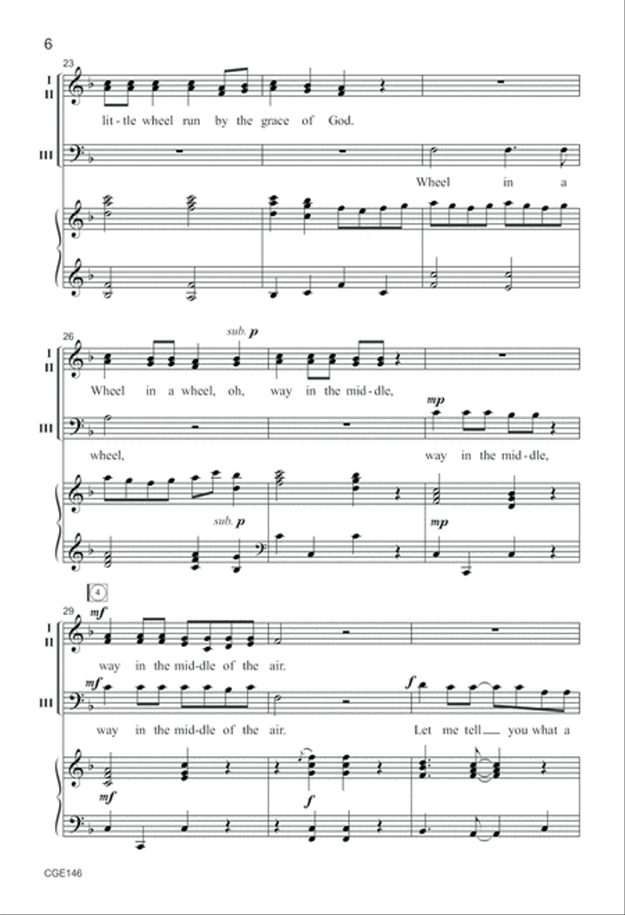 Ezekiel Saw the Wheel Three-part Mixed 3-Part scores gallery preview page 6