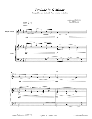 Scriabin: Prelude in G Minor for Alto Clarinet & Piano