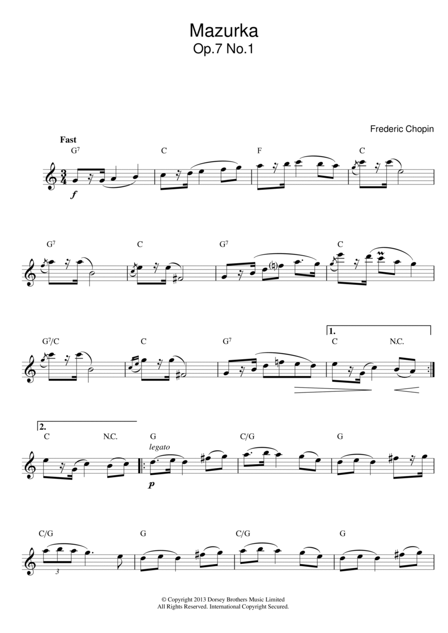 Mazurka Op7 No1 Piano scores gallery preview page 1