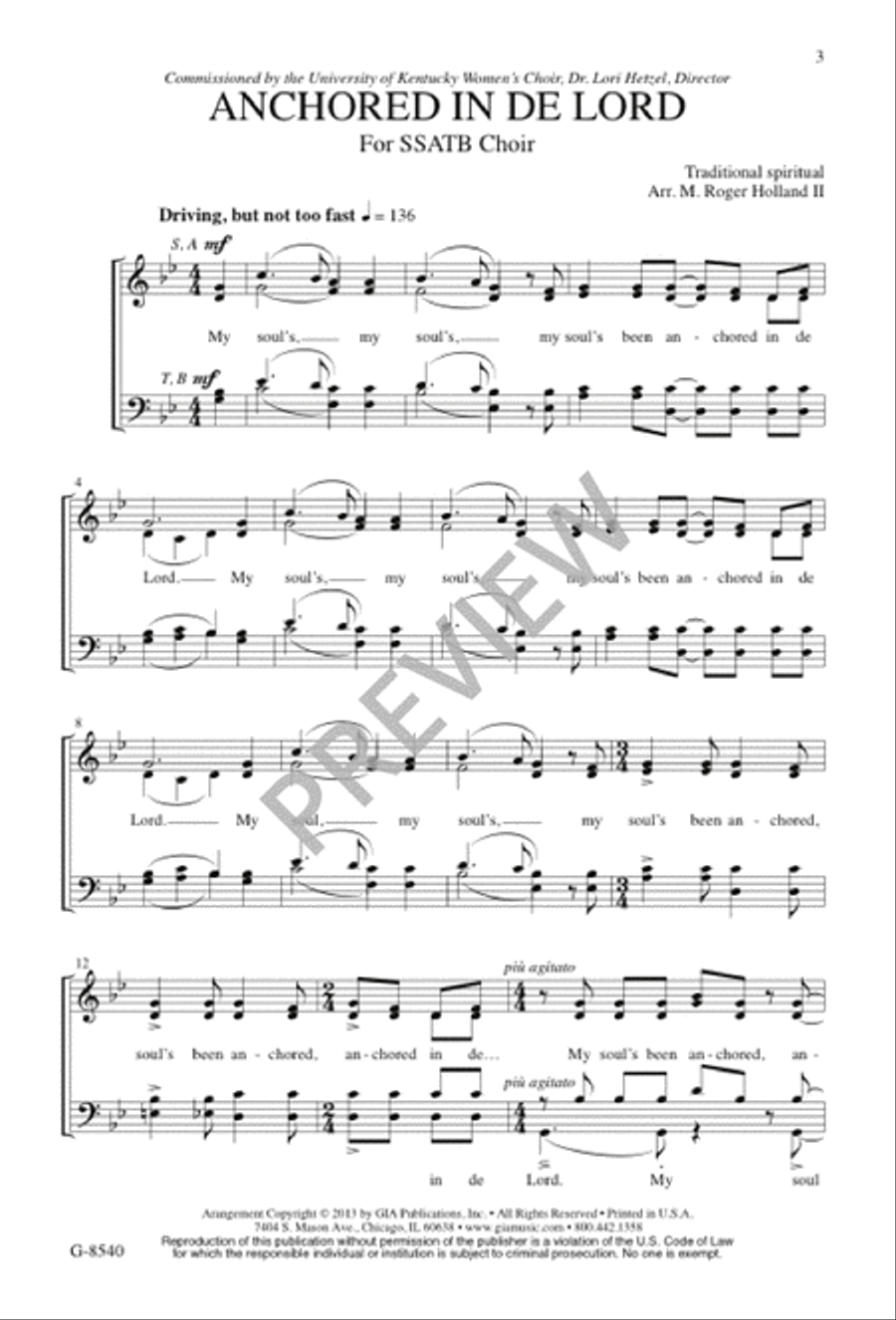 Anchored in de Lord SSATB - Sheet Music page 3