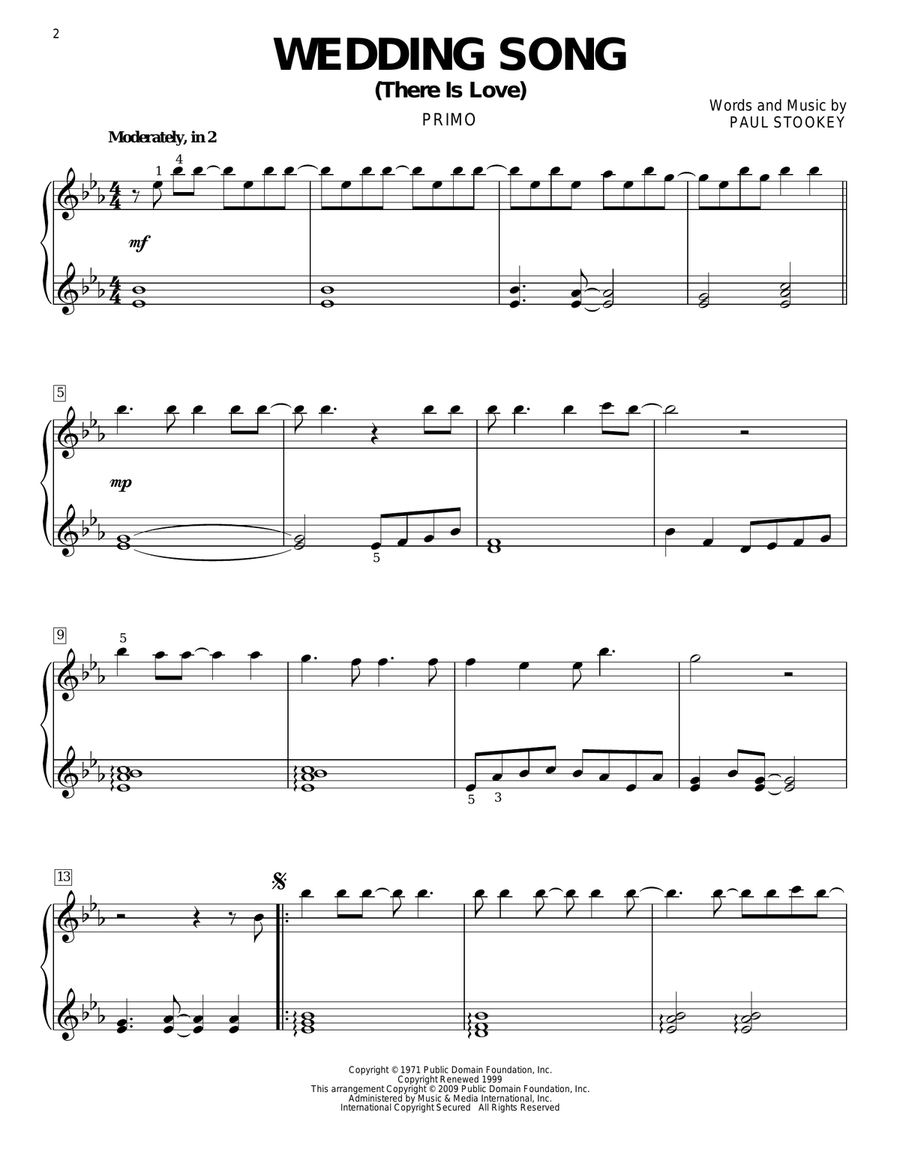 Wedding Song (There Is Love) Piano Duet scores gallery preview page 2