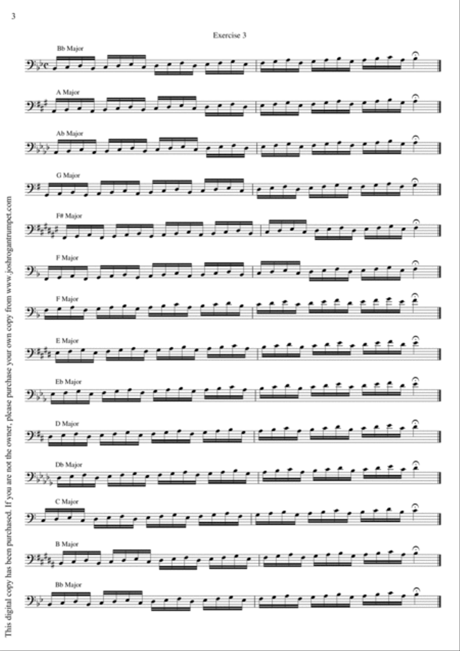 Scales in All Keys- For Trombone (Bass Clef) Small Ensemble scores gallery preview page 4