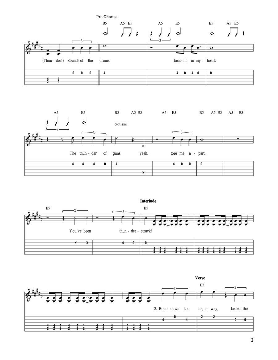 Thunderstruck Acoustic Guitar scores gallery preview page 3