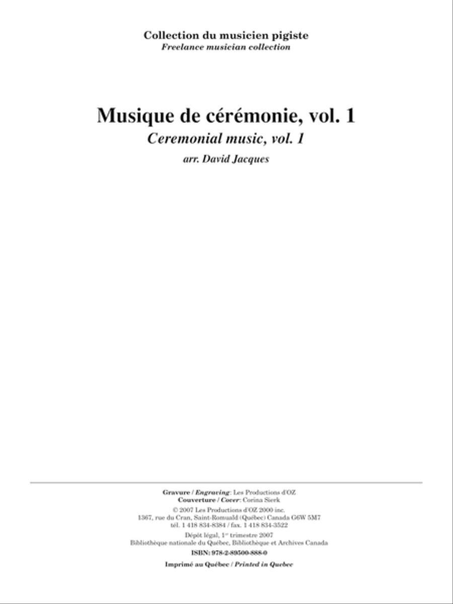 Collection du musicien pigiste, Musique de cérémonie, vol. 1 Violin scores gallery preview page 1