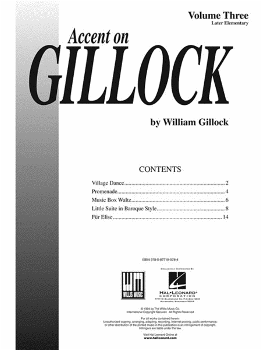 Accent on Gillock Volume 3 Piano Method scores gallery preview page 2