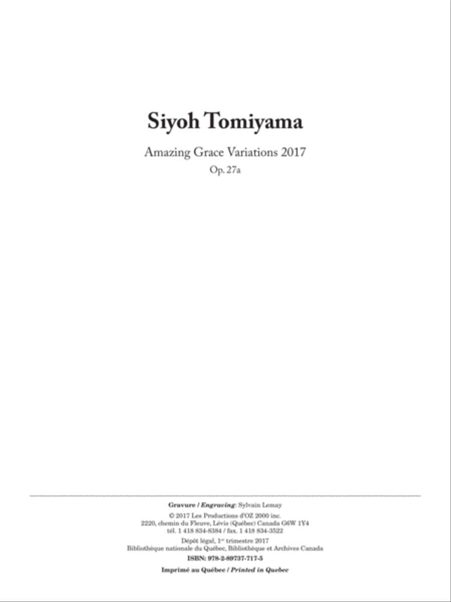 Amazing Grace Variations 2017, Op. 27a Classical Guitar scores gallery preview page 1