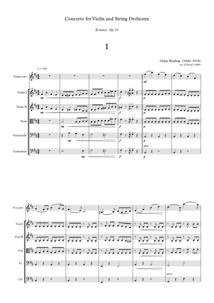 O. Rieding - Concerto for Violin and String Orchestra B minor Op.35 - score and parts