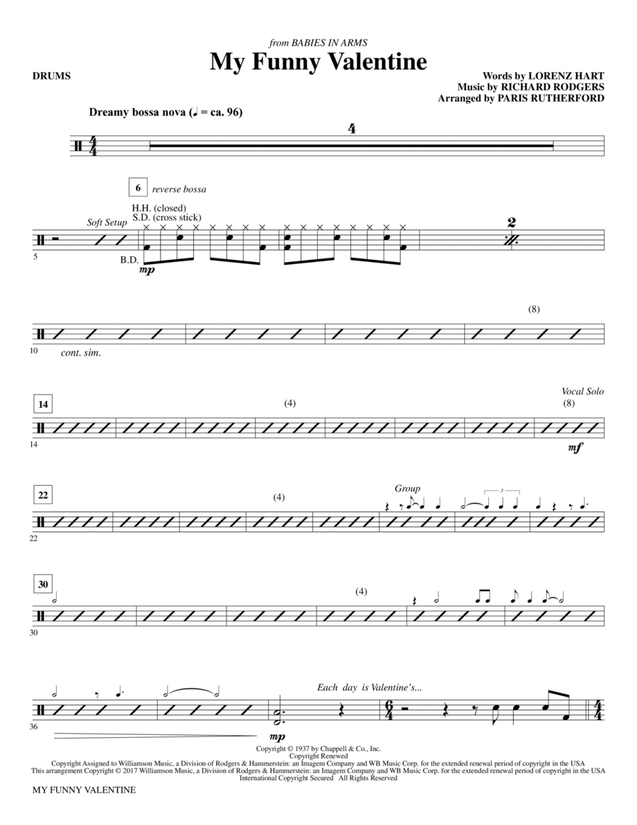 My Funny Valentine - Drums Choir scores gallery preview page 1