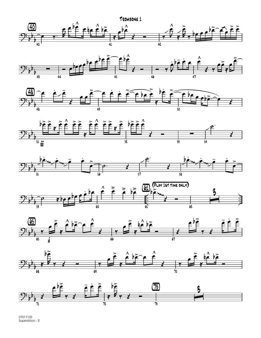 Superstition - Trombone 1 Jazz Ensemble scores gallery preview page 2