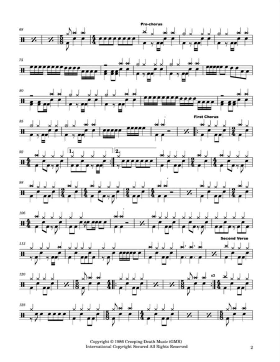 Master Of Puppets Drum Set scores gallery preview page 2