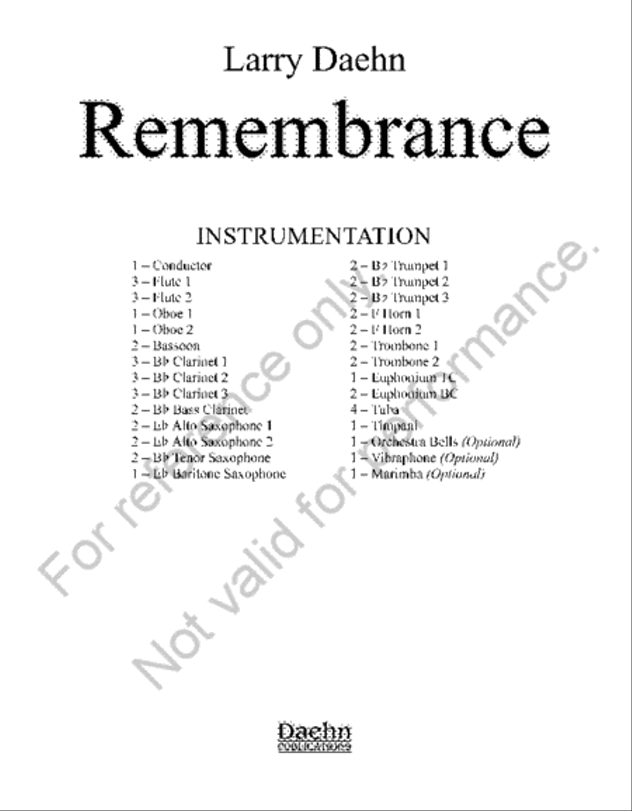 Remembrance Concert Band scores gallery preview page 2