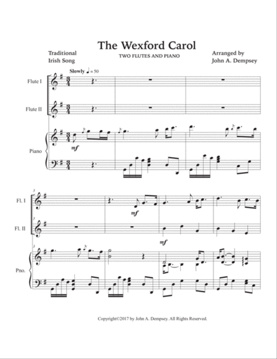 The Wexford Carol (Trio for Two Flutes and Piano) Woodwind Duet scores gallery preview page 5