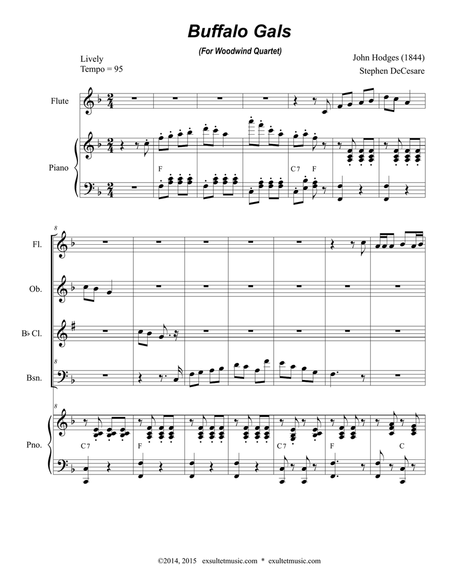 Buffalo Gals (for Woodwind Quartet and Piano) Woodwind Quartet scores gallery preview page 2