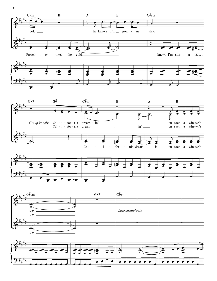 California Dreamin' Voice scores gallery preview page 4