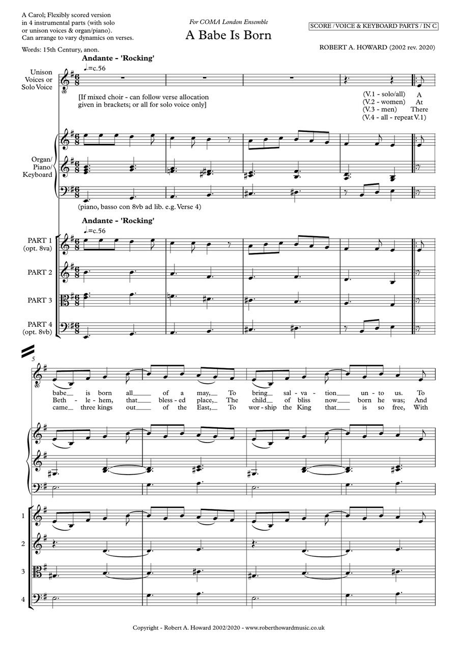 A Babe is Born (Flexible Version for voice(s) & ensemble) Choir scores gallery preview page 2