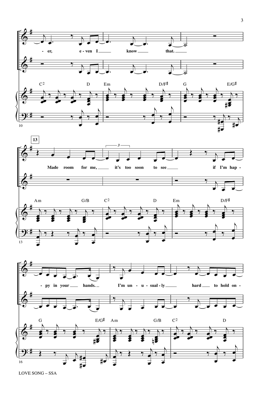 Love Song (arr. Mark Brymer) SSA scores gallery preview page 2