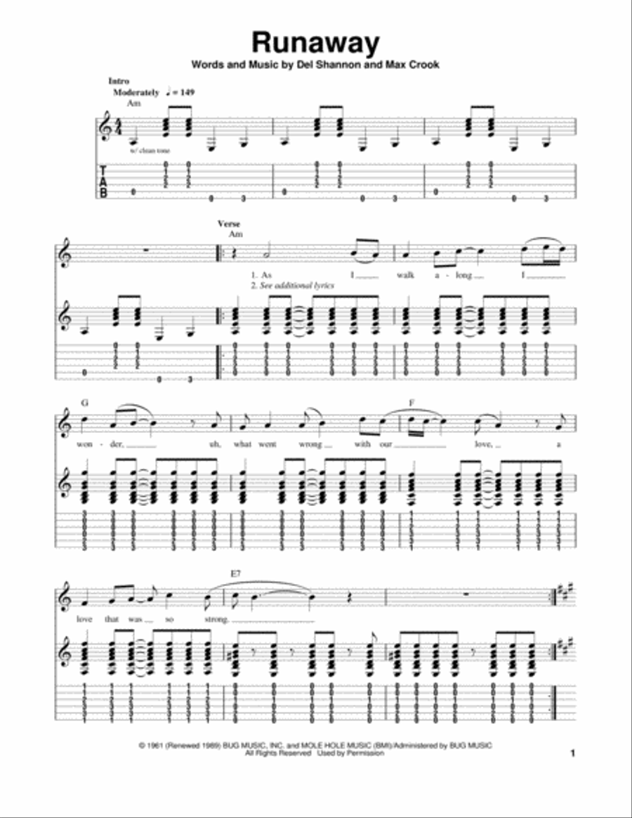 Runaway Acoustic Guitar scores gallery preview page 1