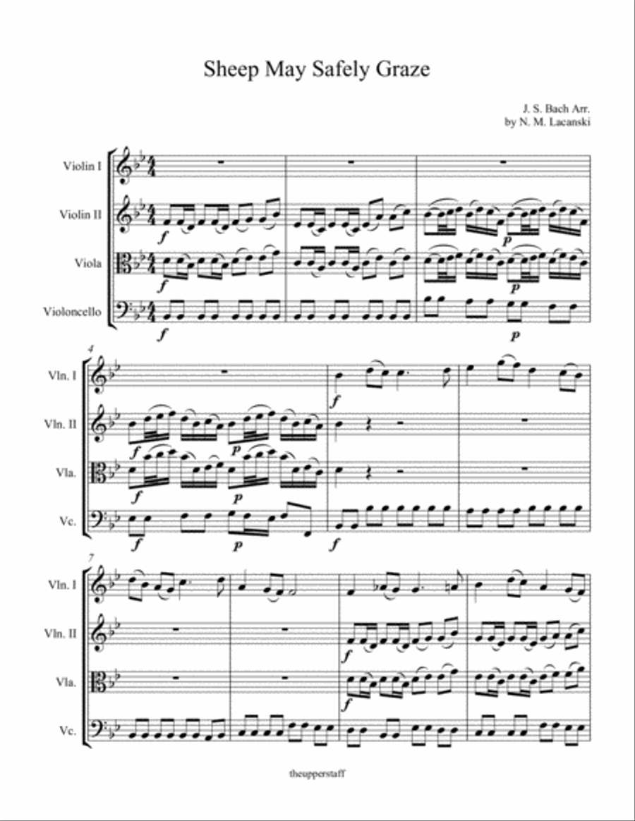 Sheep May Safely Graze Sheep May Safely Graze String Quartet scores gallery preview page 1