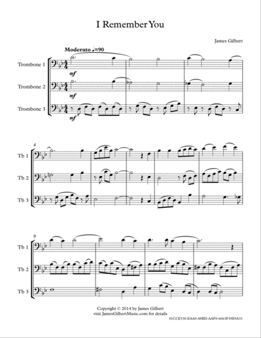 I Remember You I Remember You Brass Ensemble scores gallery preview page 4