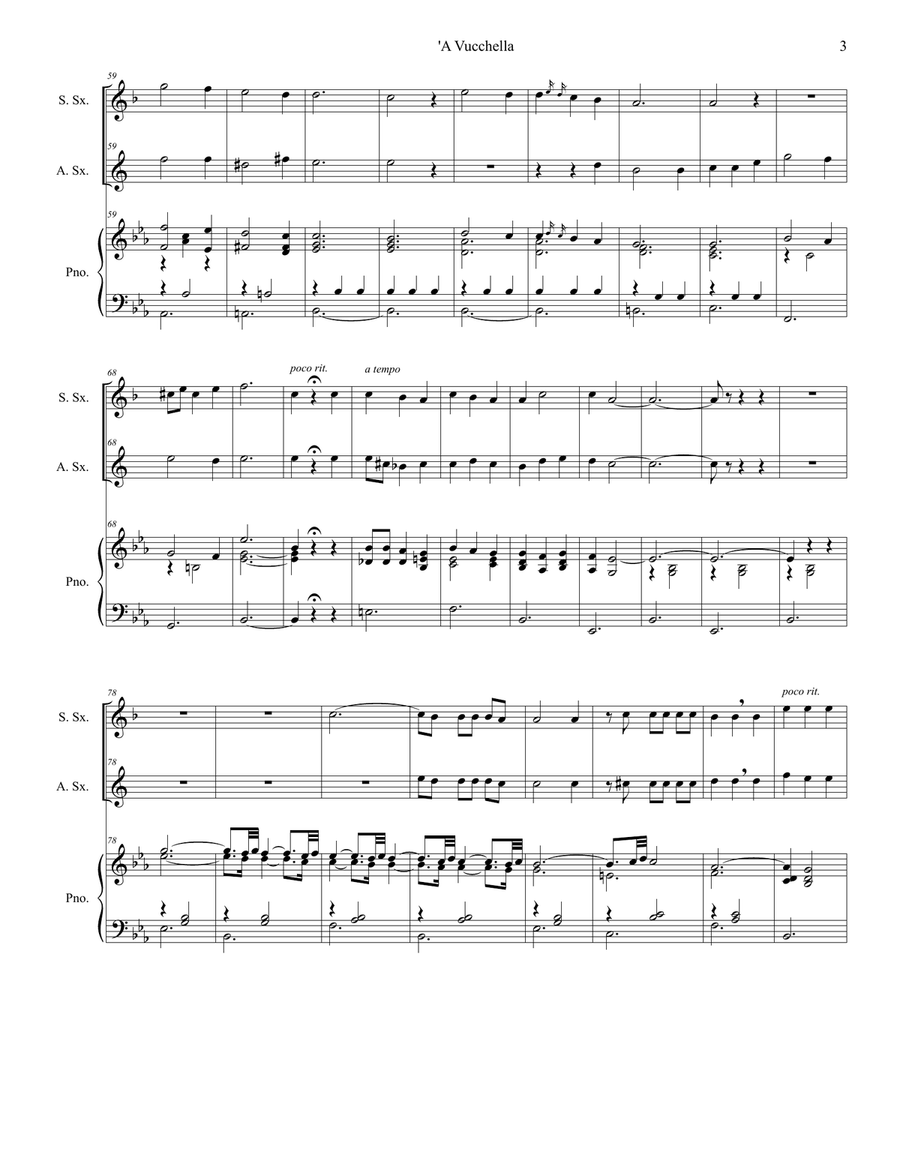 A Vucchella (Duet for Soprano and Alto Saxophone) Woodwind Duet scores gallery preview page 4