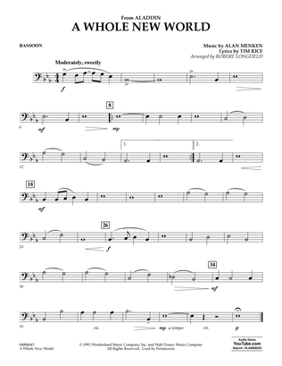 Book cover for A Whole New World (from Aladdin) (arr. Robert Longfield) - Bassoon
