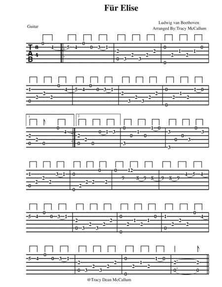 Für Elise Ludwig Van Beethoven Guitar Tablature image number null