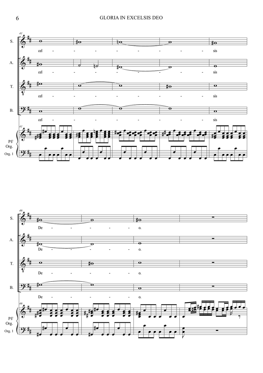 GLORIA - RV 589 - by Vivaldi - Full score - Arr. for SATB Choir and Piano/Organ - With Part of Orga 4-Part scores gallery preview page 6
