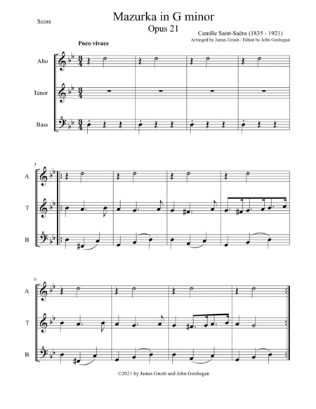 Saint-Saens Mazurka for Recorder Trio by Camille Saint-Saens Recorder - Digital Sheet Music