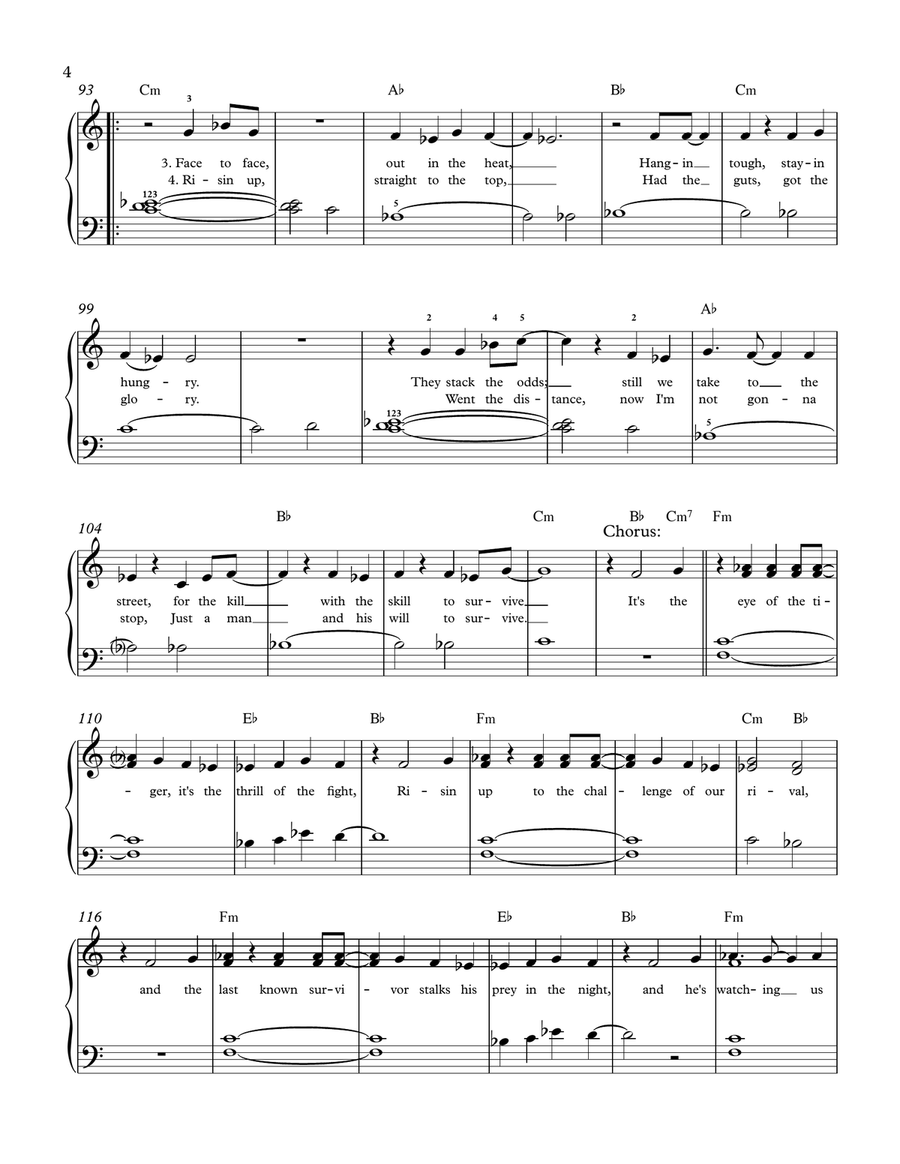 Eye Of The Tiger Easy Piano scores gallery preview page 4