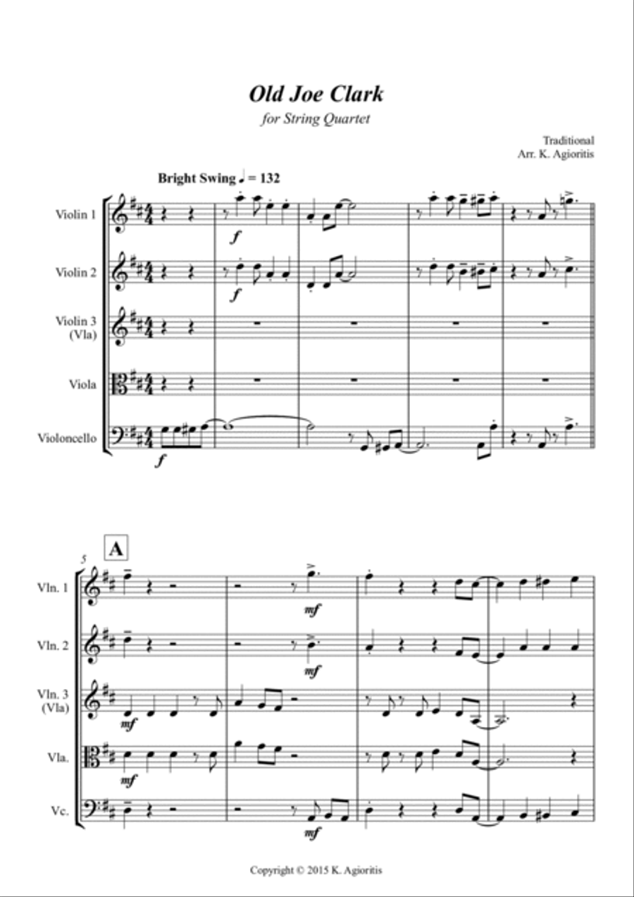 Old Joe Clark - for String Quartet String Quartet scores gallery preview page 2