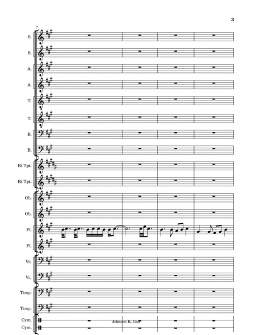 輪唱敕勒歌. Chi Le Song with cannon at the end. 輪唱敕勒歌. Chi Le Song with cannon at the end. Small Ensemble scores gallery preview page 3