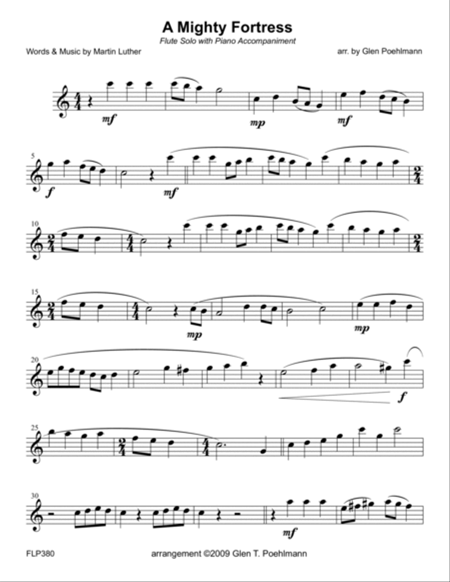 A MIGHTY FORTRESS - FLUTE SOLO with Piano Accompaniment A MIGHTY FORTRESS - FLUTE SOLO with Piano Accompaniment Flute Solo scores gallery preview page 4