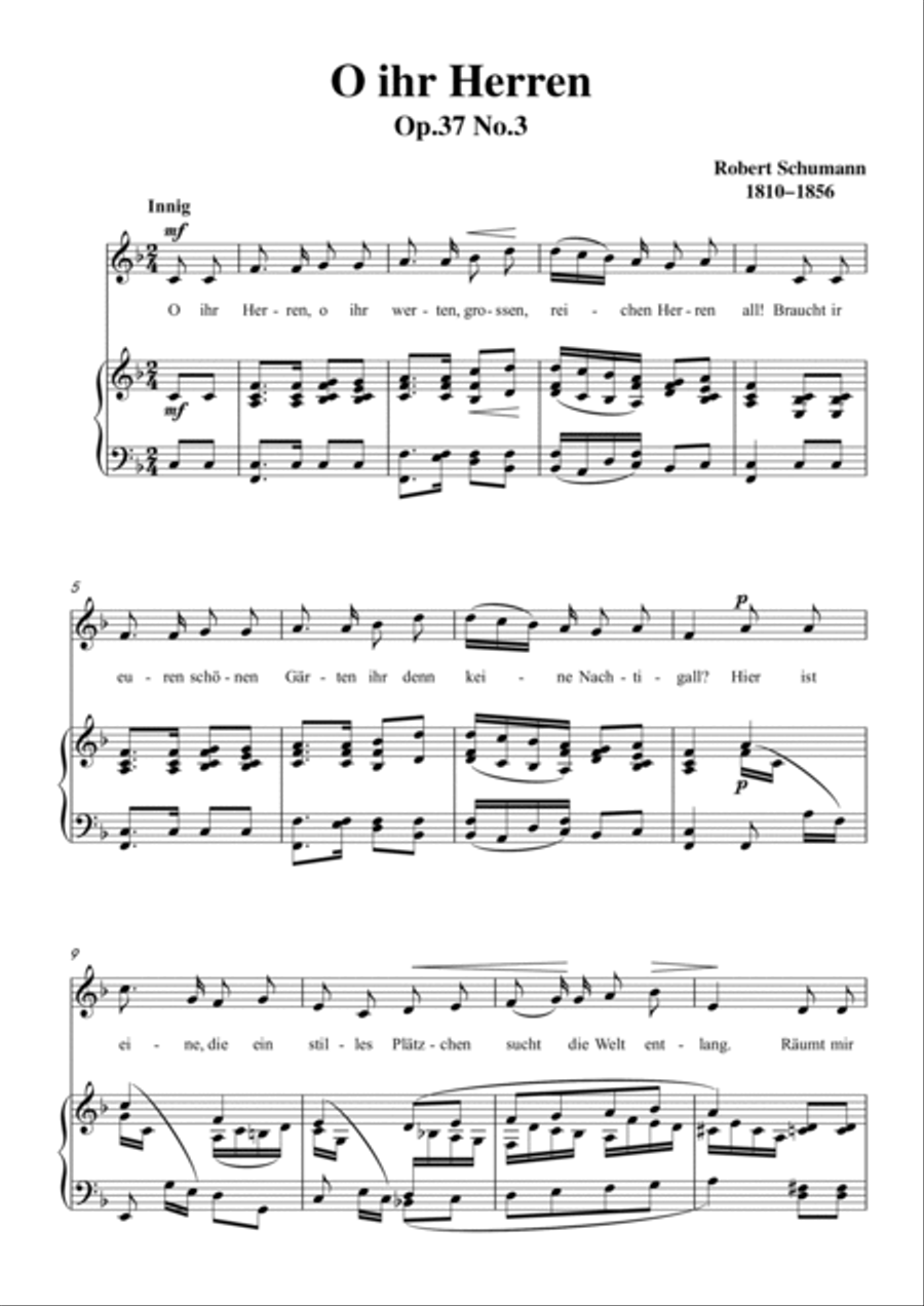 Schumann-O ihr Herren in F Major for Voice and Piano Voice Solo scores gallery preview page 2