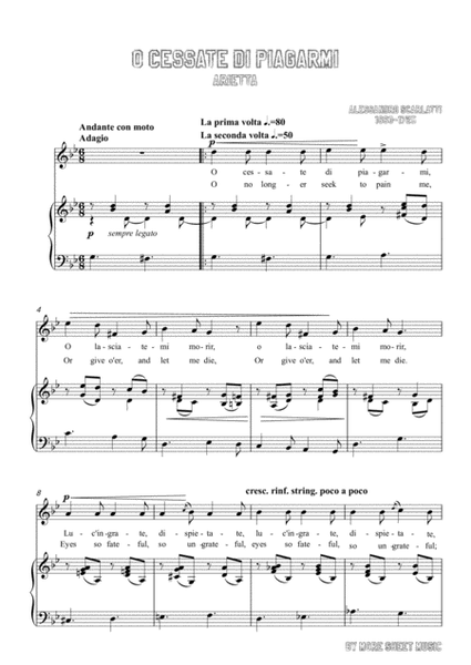 Scarlatti-O cessate di piagarmi in g minor,for Voice and Piano image number null
