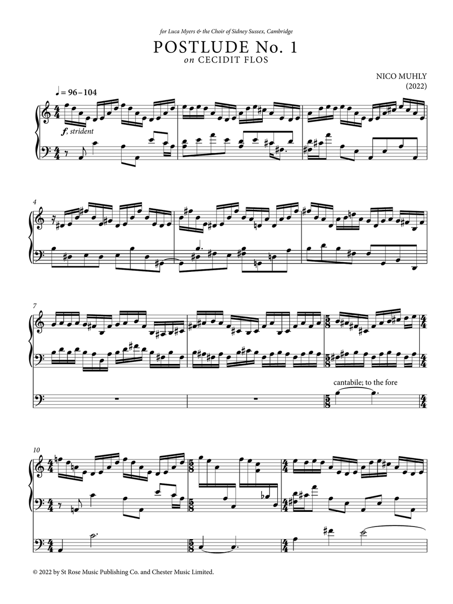 Postlude No. 1 on Cecidit Flos Piano scores gallery preview page 1