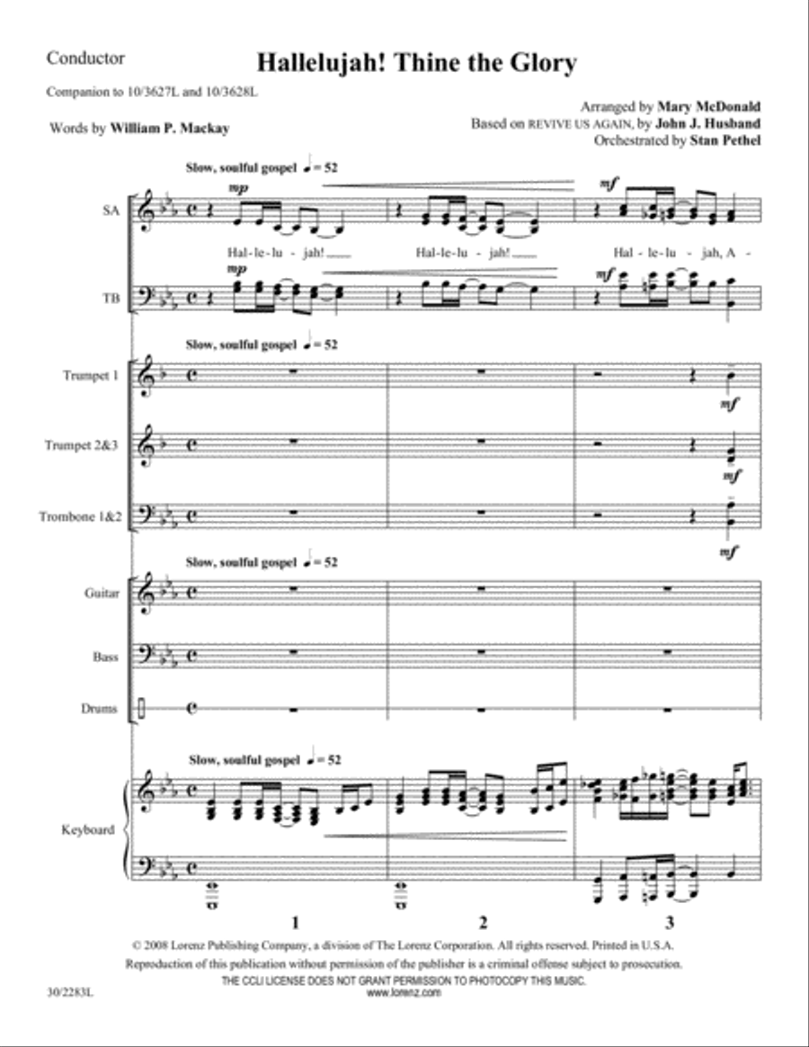Hallelujah! Thine the Glory - Brass and Rhythm Trombone scores gallery preview page 3